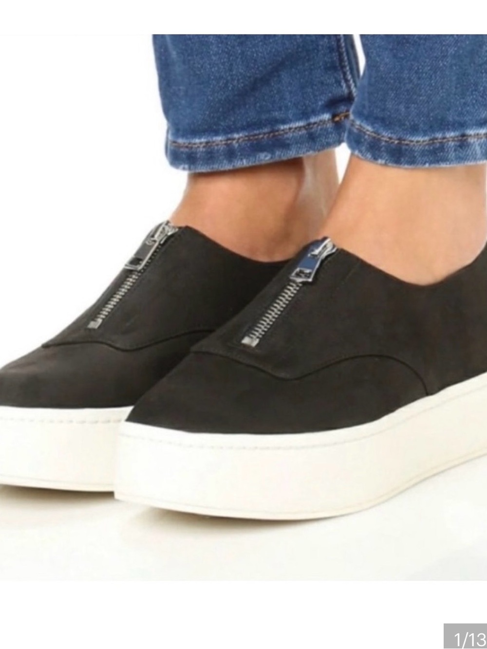 Vince Black Zip Platform Slip-Ons